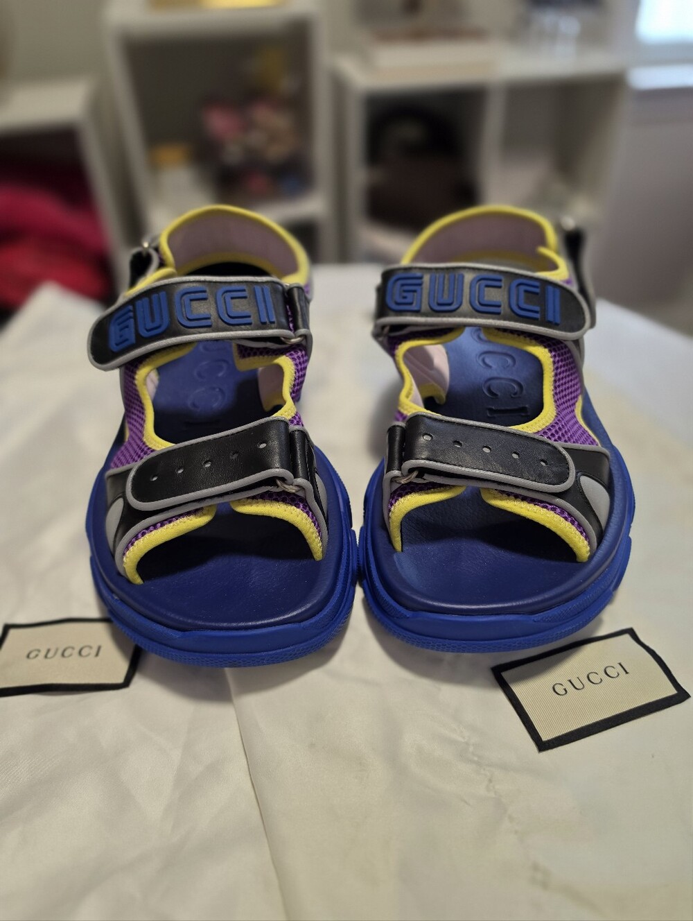 Gucci Rubber Colorblock Pattern Sandals